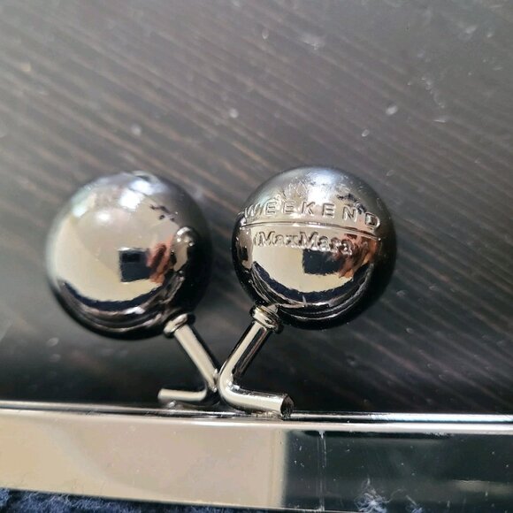 WEEKEND MaxMara Pasticcino Knit Kiss Lock 2-Way Shoulder Bag Blue Navy - Picture 8 of 10